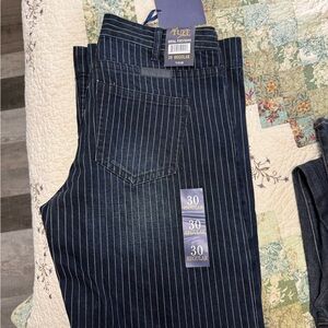 Cowgirl Tuff Dark Navy Pinstripe Wide Leg Jeans